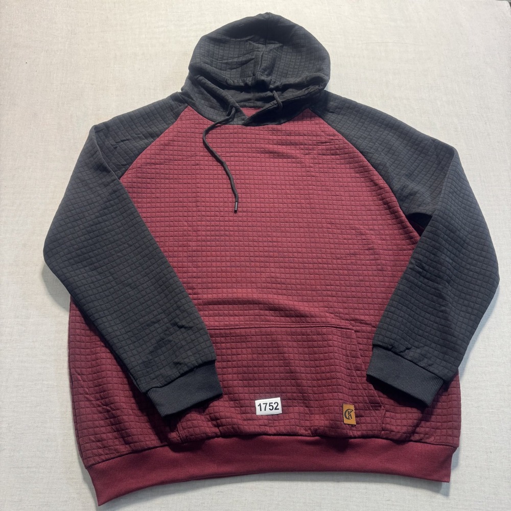 Unbranded Quilted Raglan Hoodie Mens  Sz XL Burgundy Black Pre‎ owned
